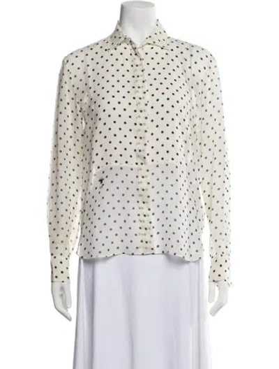 Pre-owned Dior Silk Polka Dot Print Blouse In Black/white