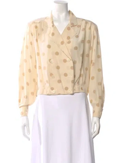 Pre-owned Dior Silk Polka Dot Print Blouse In Neutral