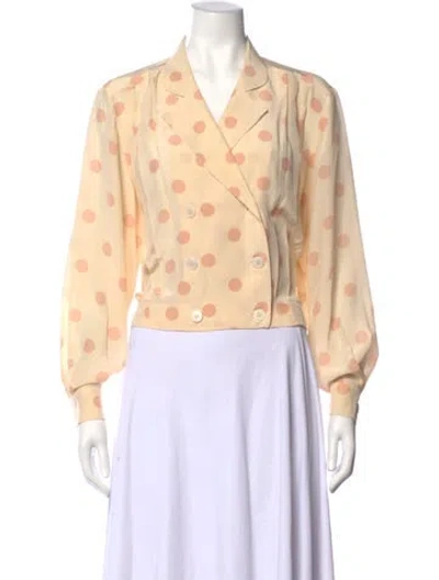 Pre-owned Dior Silk Polka Dot Print Blouse In Neutral