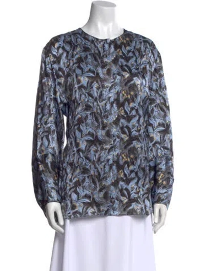 Pre-owned Dior Silk Printed Blouse In Blue