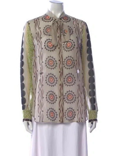 Pre-owned Dior Silk Printed Blouse In Neutrals