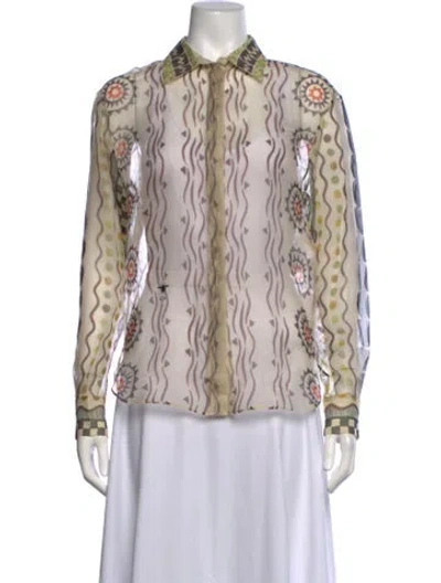 Pre-owned Dior Silk Printed Blouse In Neutrals