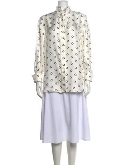 Pre-owned Dior Silk Printed Blouse In White