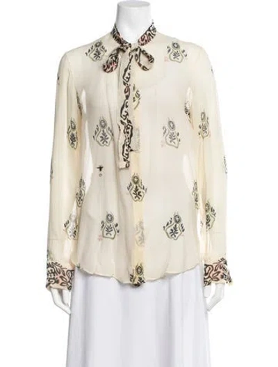 Pre-owned Dior Silk Printed Blouse In Yellow