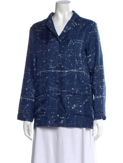 Pre-owned Dior Silk Printed Button-up Top In Blue