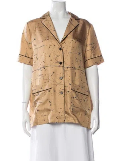 Pre-owned Dior Silk Printed Button-up Top In Neutral