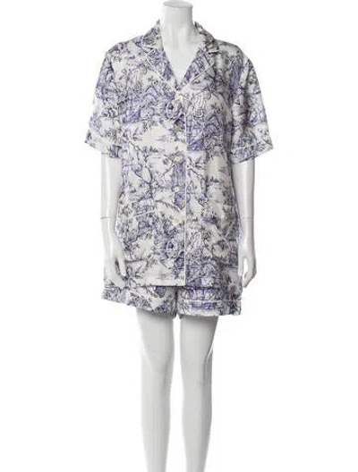 Pre-owned Dior Silk Printed Pajamas In White
