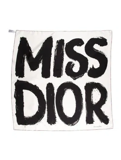 Pre-owned Dior Silk Printed Scarf In Black