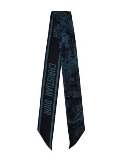 Pre-owned Dior Silk Printed Scarf In Blue