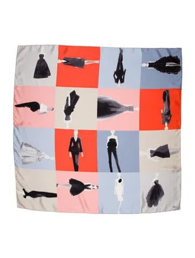 Pre-owned Dior Silk Printed Scarf In Blue