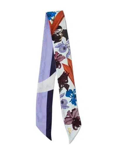 Pre-owned Dior Silk Printed Scarf In Blue