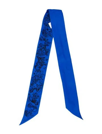 Pre-owned Dior Silk Printed Scarf In Blue