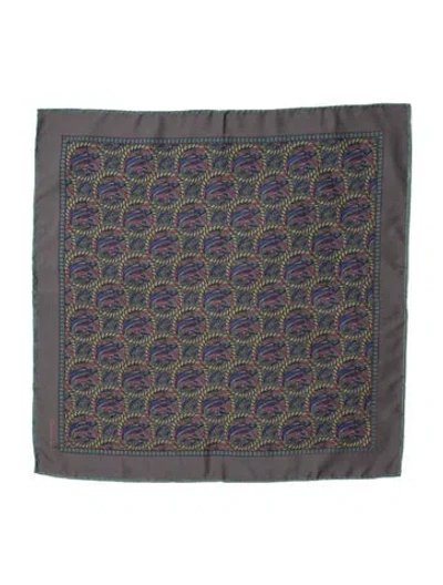Pre-owned Dior Silk Printed Scarf In Gray