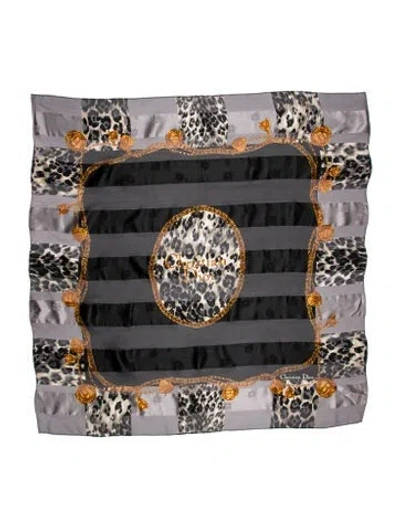 Pre-owned Dior Silk Printed Scarf In Gray