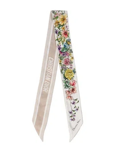 Pre-owned Dior Silk Printed Scarf In Neutrals