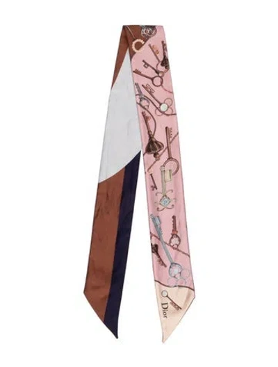 Pre-owned Dior Silk Printed Scarf In Pink