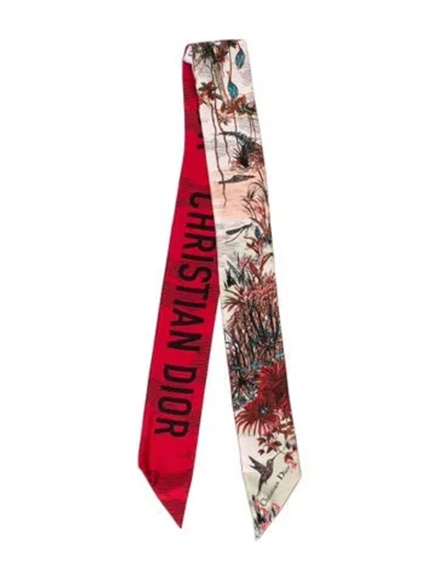 Pre-owned Dior Silk Printed Scarf In Red