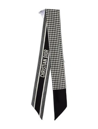 Pre-owned Dior Silk Printed Scarf W/ Tags In Black