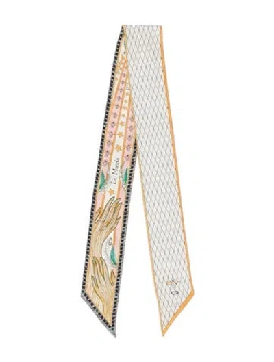 Pre-owned Dior Silk Printed Scarf In White