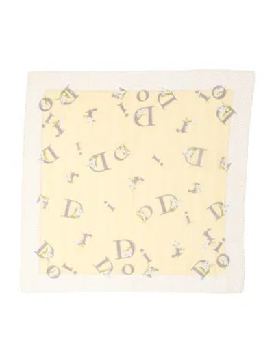 Pre-owned Dior Silk Printed Scarf In Yellow