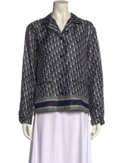 Pre-owned Dior Silk Printed Sweatshirt In Blue