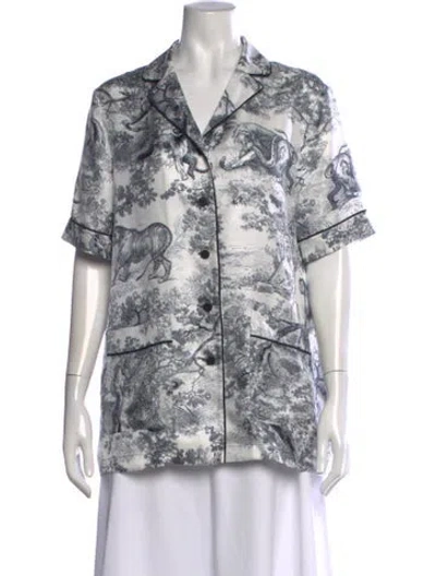 Pre-owned Dior Silk Printed Top In White