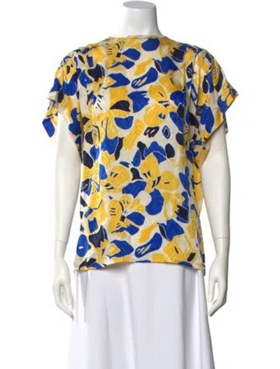 Pre-owned Dior Silk Printed T-shirt In Yellow