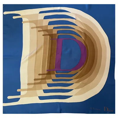 Pre-owned Dior Silk Scarf Large D Logo In Purple