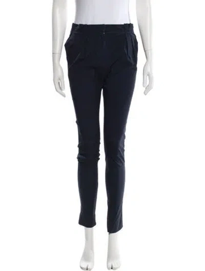 Pre-owned Dior Silk Skinny Leg Pants In Blue