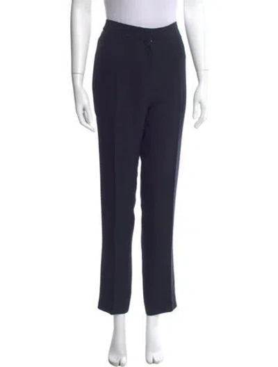 Pre-owned Dior Silk Straight Leg Pants In Blue