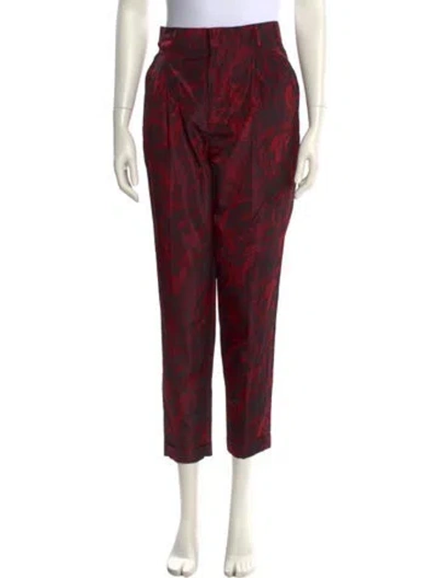 Pre-owned Dior Silk Straight Leg Pants In Red