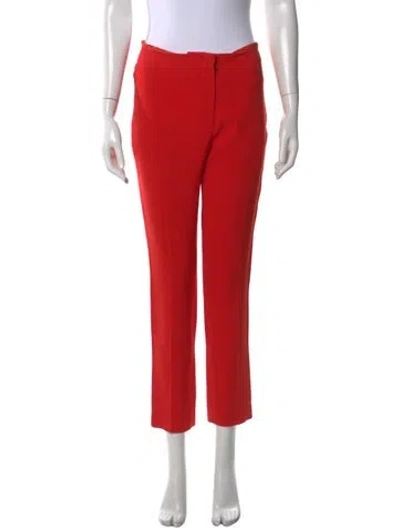 Pre-owned Dior Silk Straight Leg Pants In Red