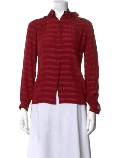 Pre-owned Dior Silk Striped Blouse In Red
