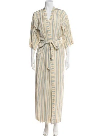 Pre-owned Dior Silk Striped Robe In Neutral