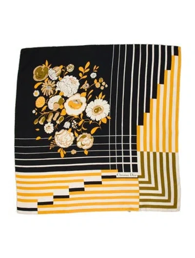 Pre-owned Dior Silk Striped Scarf In Black