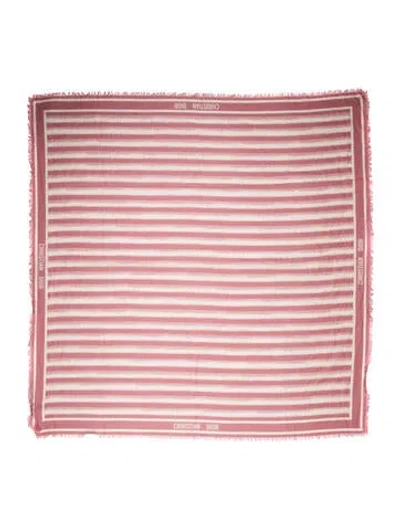 Pre-owned Dior Silk Striped Scarf In Pink