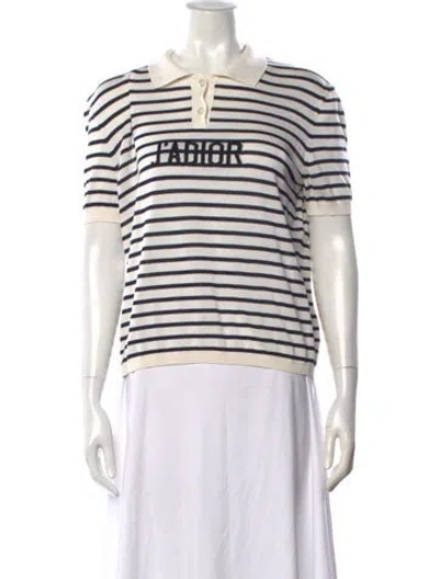 Pre-owned Dior Silk Striped Sweater W/ Tags In Neutral