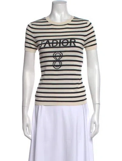 Pre-owned Dior Silk Striped T-shirt In Neutral