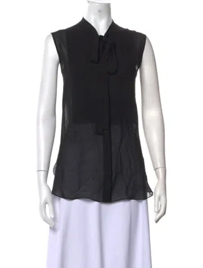 Pre-owned Dior Silk Tie Neck Blouse In Black