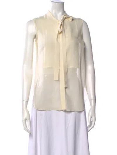 Pre-owned Dior Silk Tie Neck Blouse In Neutrals