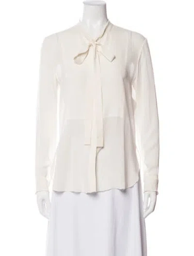 Pre-owned Dior Silk Tie Neck Blouse In Neutrals