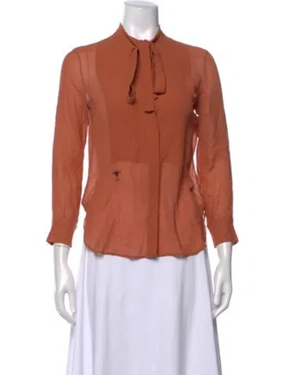 Pre-owned Dior Silk Tie Neck Blouse In Pink