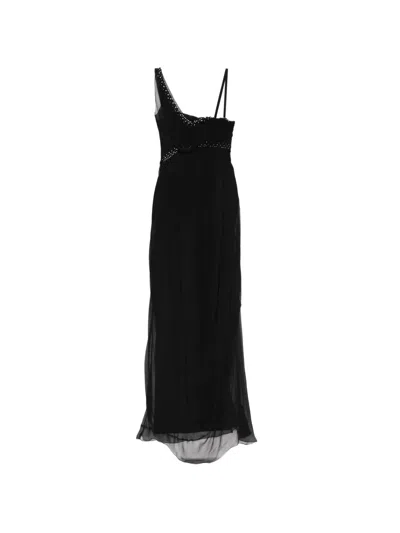 Pre-owned Dior Silk Tulle Evening Dress In Black