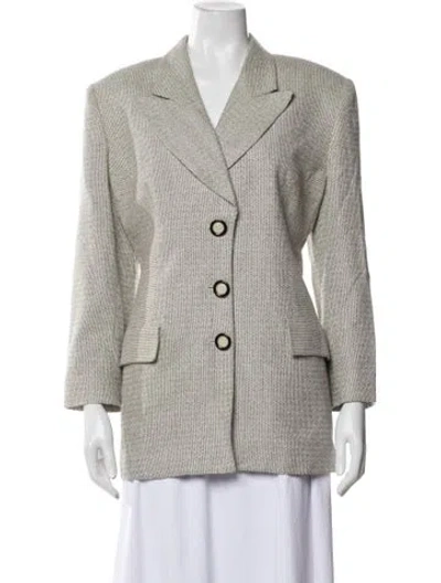 Pre-owned Dior Silk Tweed Pattern Blazer In White