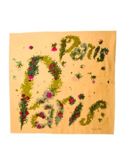 Pre-owned Dior Silk Vintage Scarf In Yellow