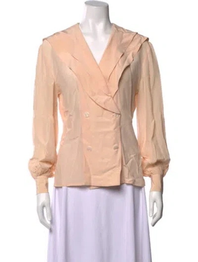 Pre-owned Dior Silk V-neck Blouse In Pink