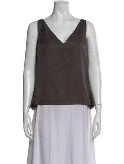 Pre-owned Dior Silk V-neck Top In Gray
