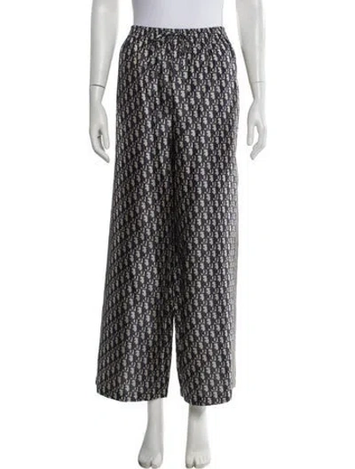 Pre-owned Dior Silk Wide Leg Pants In Blue