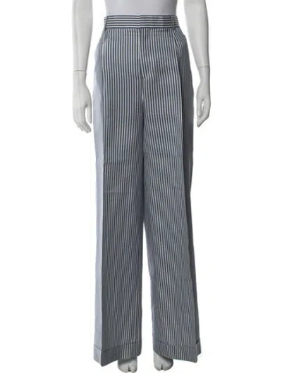 Pre-owned Dior Silk Wide Leg Pants In Blue/white