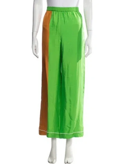 Pre-owned Dior Silk Wide Leg Pants In Green